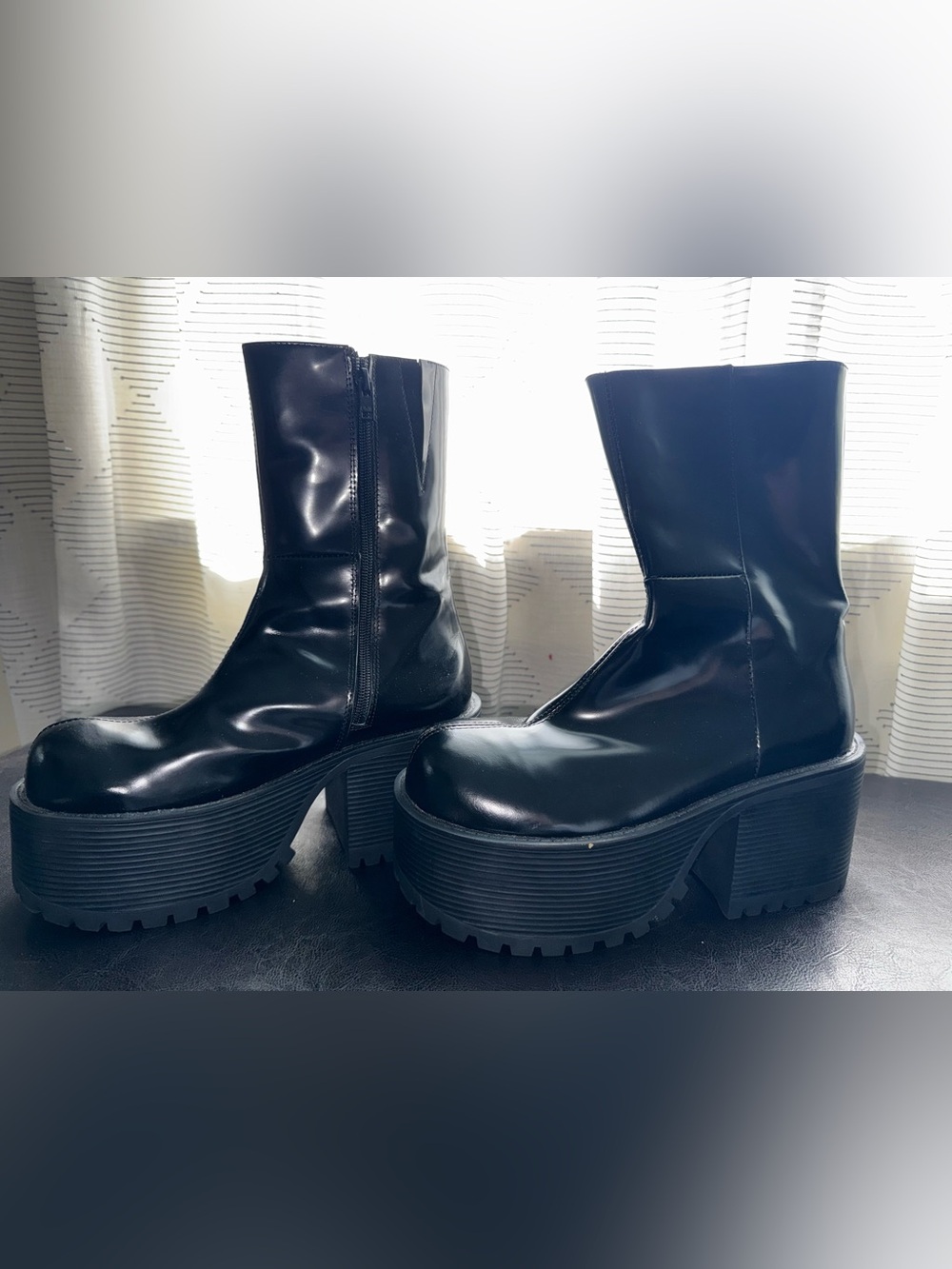 Platform Chunky Ankle Boots - Black